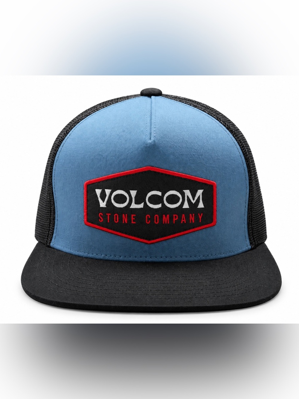 Volcom Stone Company Trucker Hat Blue Black Mesh Snapback Adjustable OS